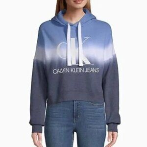 NEW Calvin Klein Jeans Blue Dip Dye Ombre Hoodie Medium